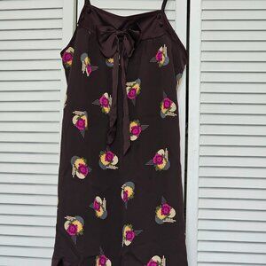 Brown Re:Sound Strapless 100% Silk Dress with Ribbon Bow Size 2